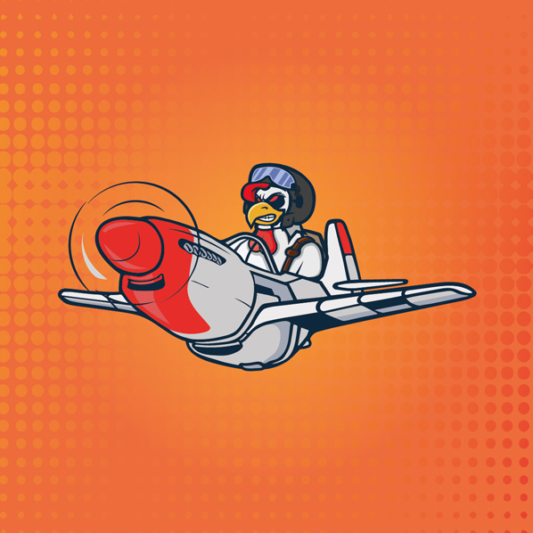 Diseño de Personaje Cartoon Rooster Plane